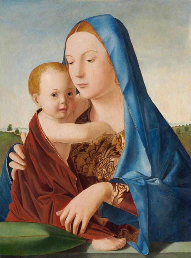 Antonello da Messina, Madonna and Child, Italian, c. 1430 - 1479, c. 1475, oil and tempera on panel transferred from panel, Andrew W. Mellon Collection