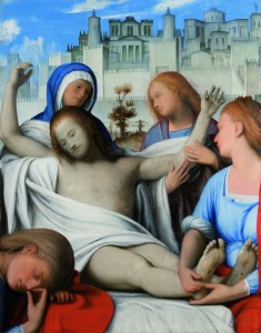 Bartolomeo Suardi, detto il Bramantino Compianto su Cristo morto 1512-1515 ca. olio su tavola 102 x 80,5 cm Bucarest, Muzeul Naţional de Artă al României