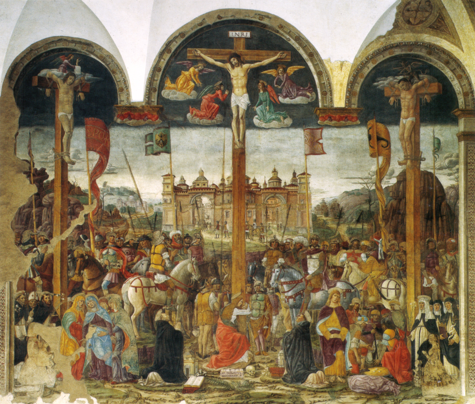 Giovanni Donato Montorfano, Crocifissione, 1495, affresco, Milano, Santa Maria delle Grazie. 