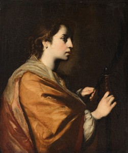 Giovanni Ricca (Napoli 1603 – 1656?)  Santa Caterina d’Alessandria, 1630 – 1634 circa Olio su tela, 73 x 62 cm Collezione privata 